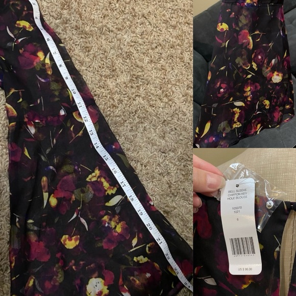 NWT bebe Bell Sleeve Chiffon Floral Top - Picture 15 of 16